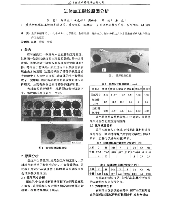 缸体加工裂纹原因分析