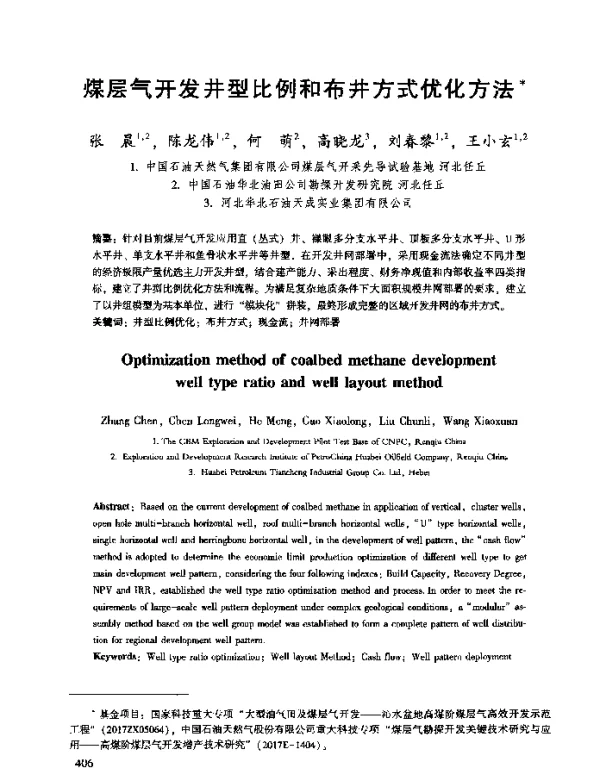 煤层气开发井型比例和布井方式优化方法