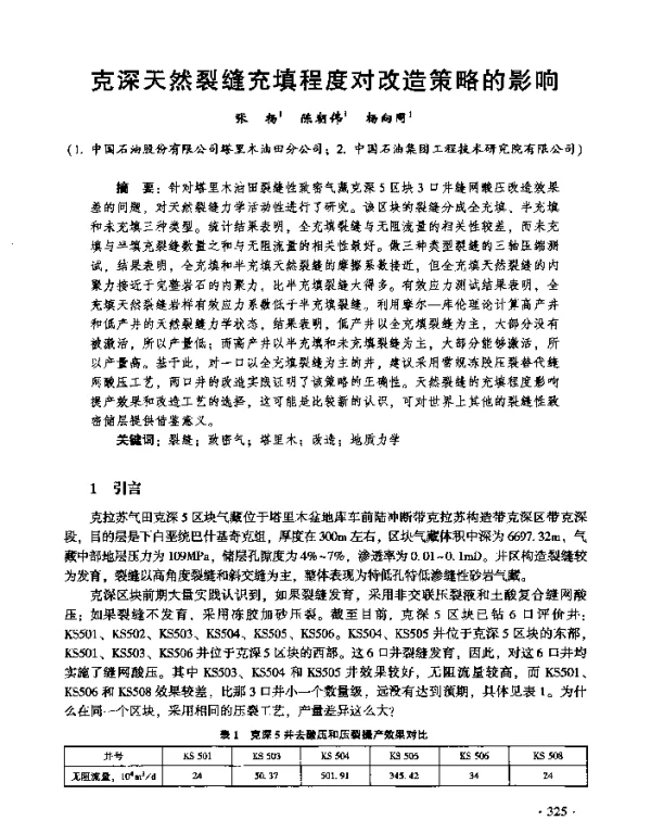 克深天然裂缝充填程度对改造策略的影响