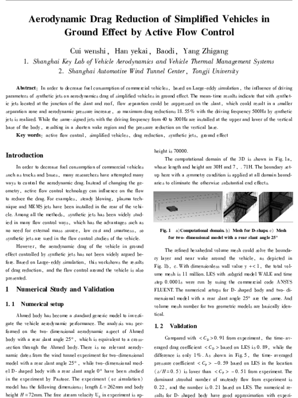 AerodynamicDragReductionofSimplifiedVehiclesinGroundEffectbyActiveFlowControl