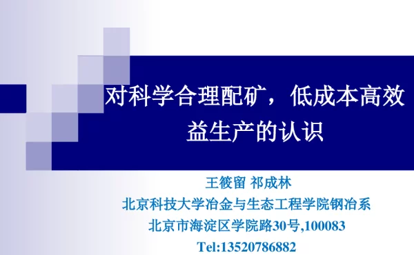 对科学合理配矿低成本高效益生产的认识