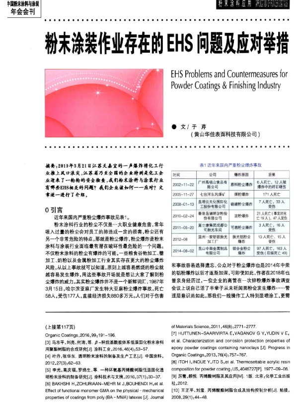 粉末涂装作业存在的EHS问题及应对举措