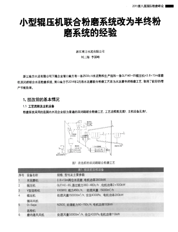 小型辊压机联合粉磨系统改为半终粉磨系统的经验