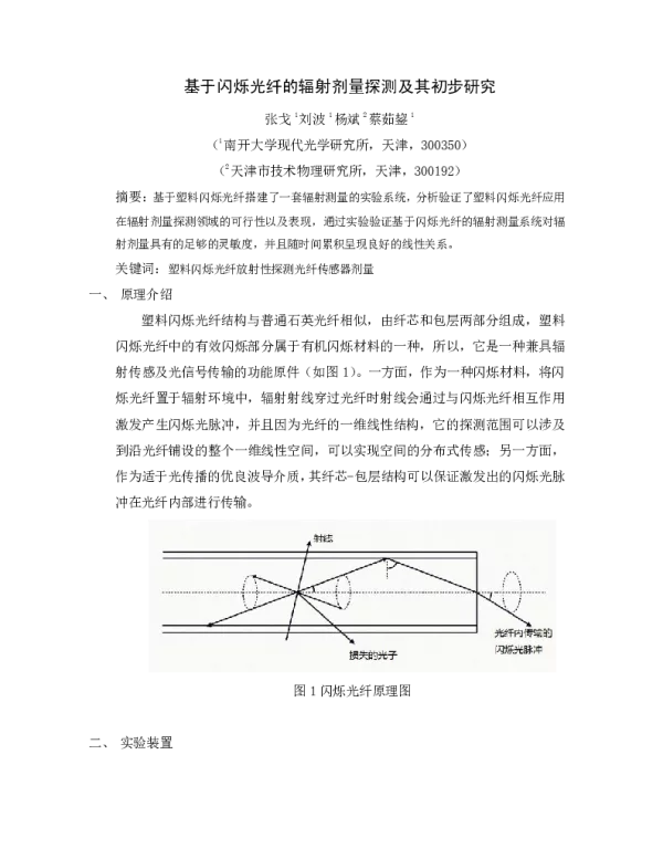 基于闪烁光纤的辐射剂量探测及其初步研究