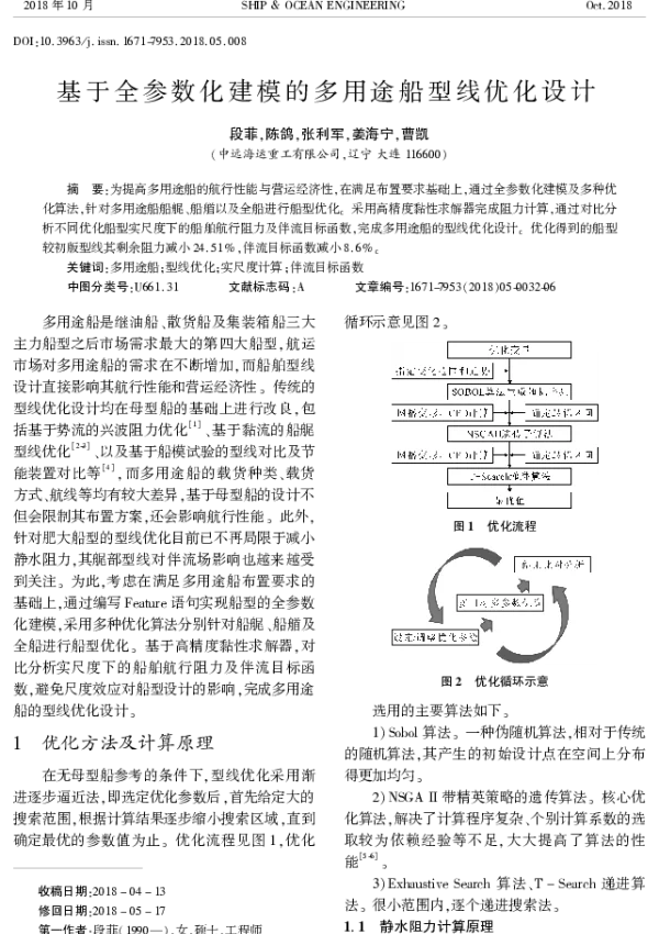 基于全参数化建模的多用途船型线优化设计