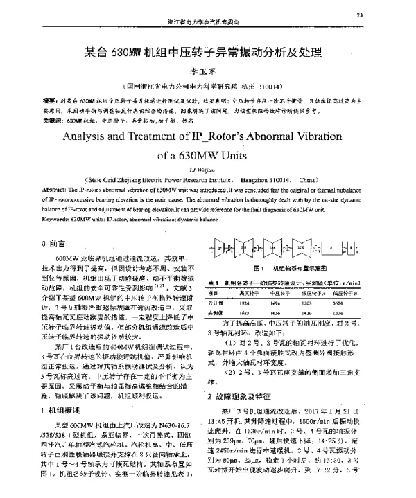某台630MW机组中压转子异常振动分析及处理