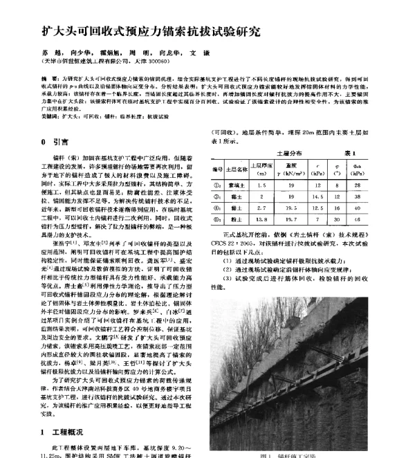 扩大头可回收式预应力锚索抗拔试验研究