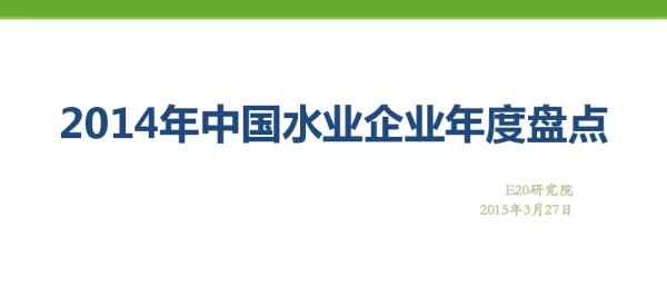 2014年中国水业企业年度盘点
