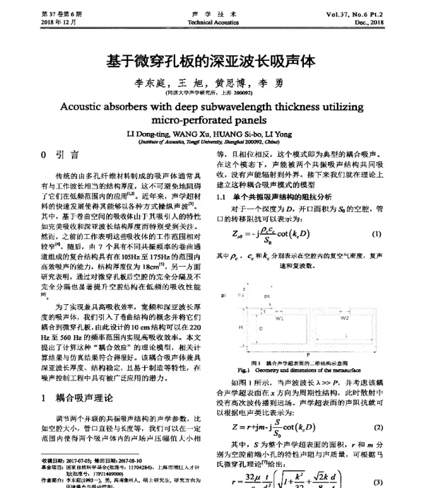 基于微穿孔板的深亚波长吸声体