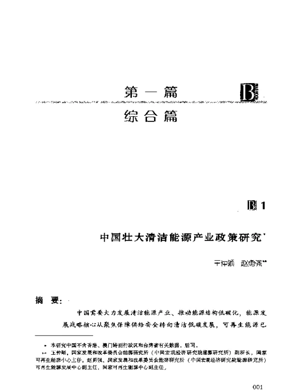 中国壮大清洁能源产业政策研究