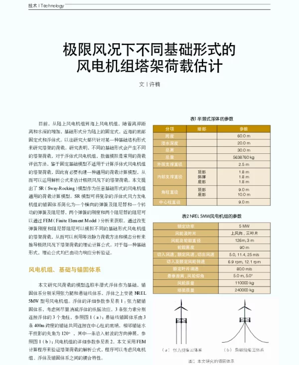 极限风况下不同基础形式的风电机组塔架荷载估计_许楠