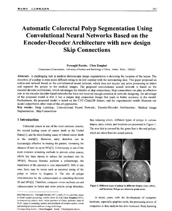 AutomaticColorectalPolypSegmentationUsingConvolutionalNeuralNetworksBasedontheEncoder-DecoderArchitecturewithnewdesignSkipConnections
