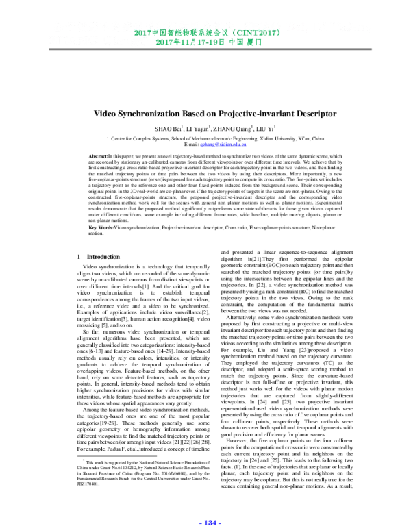 VideoSynchronizationBasedonProjective-invariantDescriptor