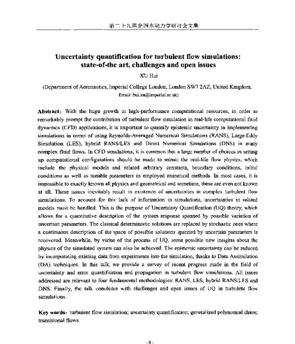 Uncertaintyquantificationforturbulentflowsimulationsstate-of-theartchallengesandopenissues