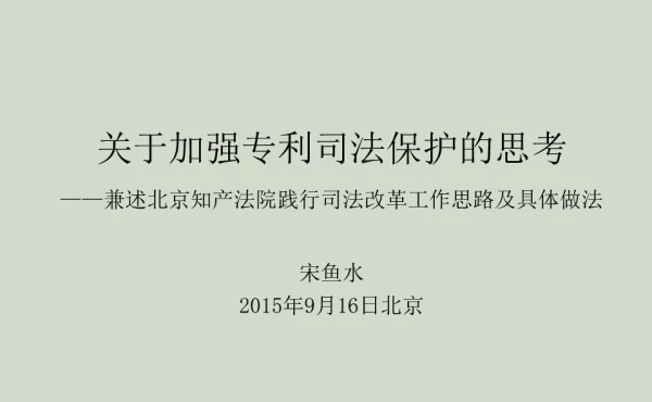 关于加强专利司法保护的思考--兼述北京知产法院践行司法改革工作思路及具体做法