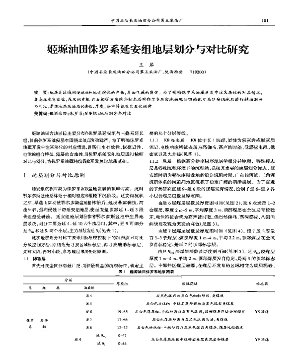 姬塬油田侏罗系延安组地层划分与对比研究