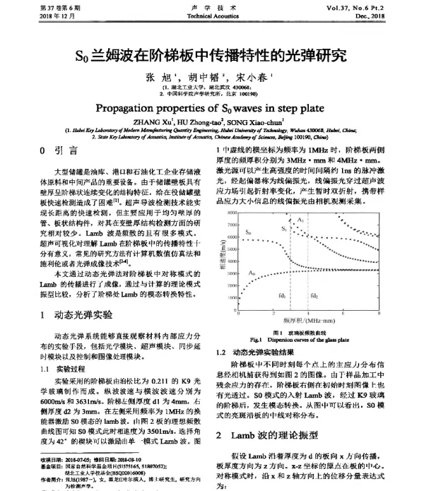 S0兰姆波在阶梯板中传播特性的光弹研究
