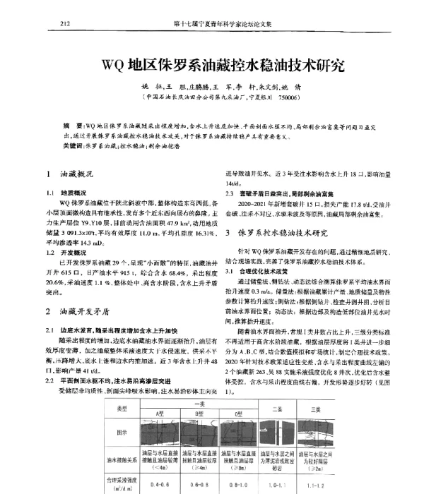 WQ地区侏罗系油藏控水稳油技术研究