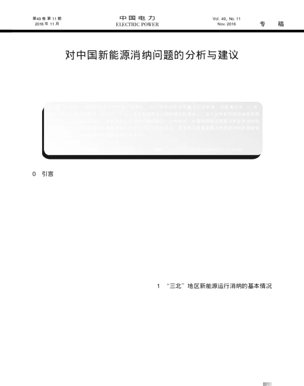 对中国新能源消纳问题的分析与建议_裴哲义