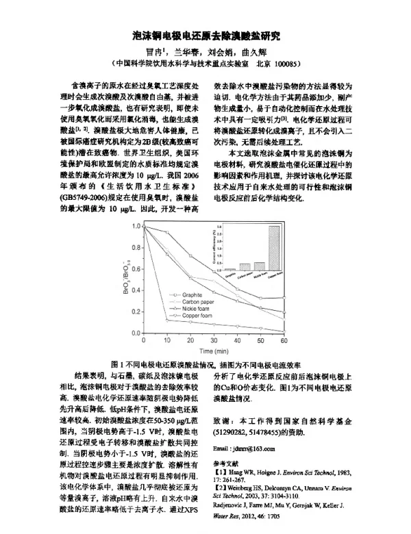 泡沫铜电极电还原去除澳酸盐研究