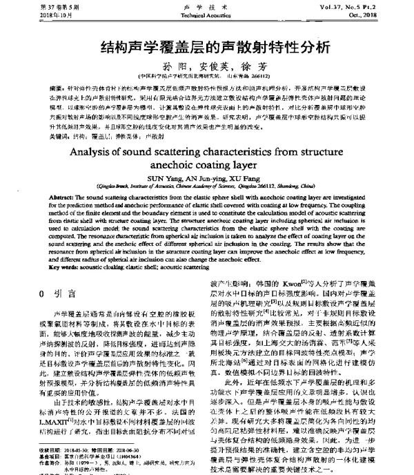 结构声学覆盖层的声散射特性分析