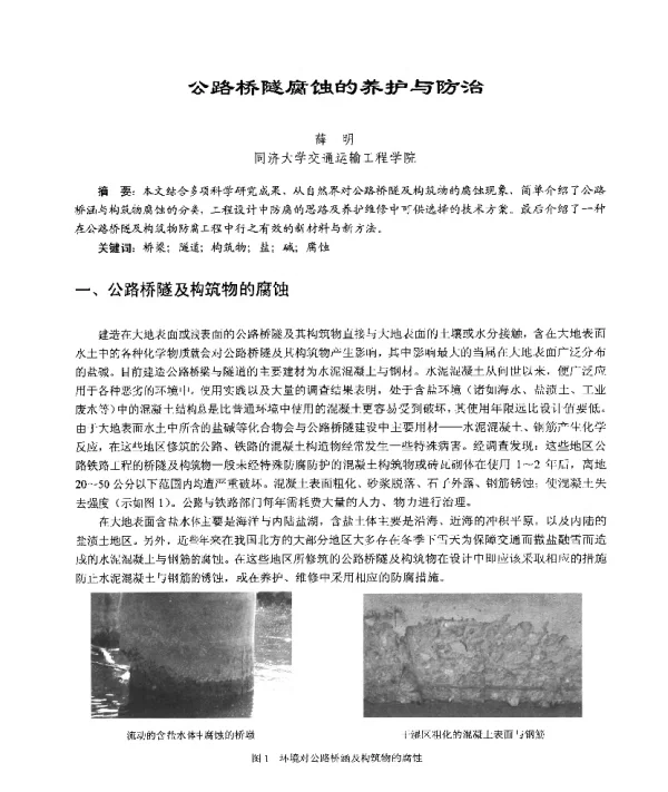 公路桥隧腐蚀的养护与防治