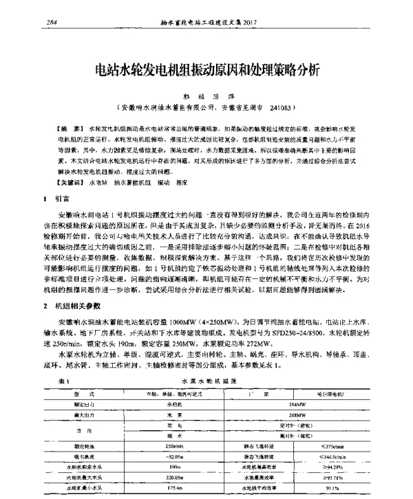 电站水轮发电机组振动原因和处理策略分析