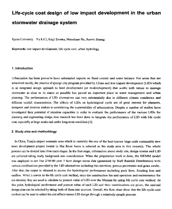 Life-cyclecostdesignoflowimpactdevelopmentintheurbanstormwaterdrainagesystem