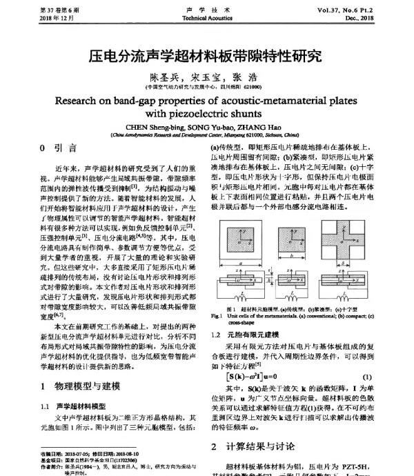 压电分流声学超材料板带隙特性研究