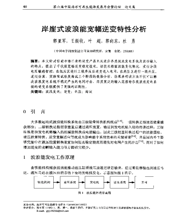 岸崖式波浪能宽幅逆变特性分析