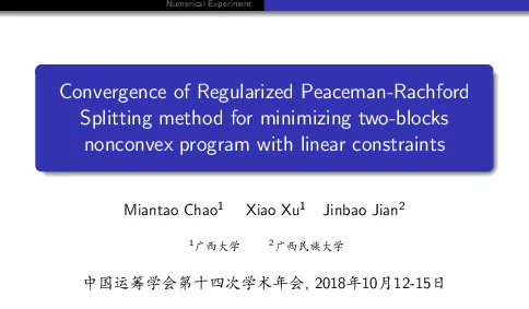 ConvergenceofRegularizedPeaceman-RachfordSplittingmethodforminimizingtwo-blocksnonconvexprogramwithlinearconstraints