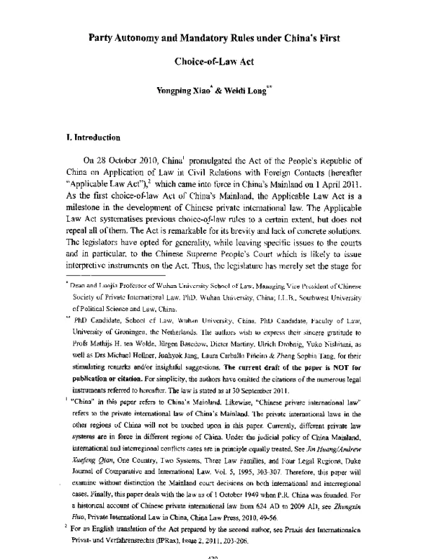 PartyAutonomyandMandatoryRulesunderChinasFirstChoice-of-LawAct