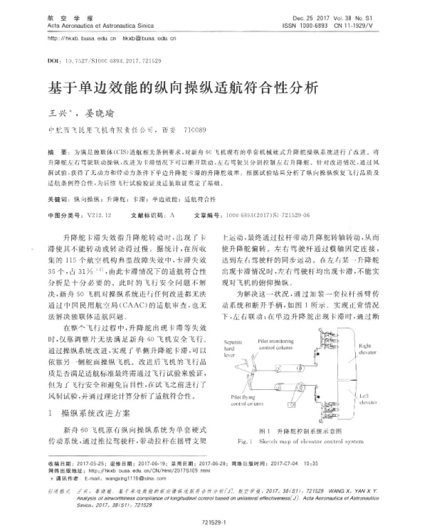 基于单边效能的纵向操纵适航符合性分析
