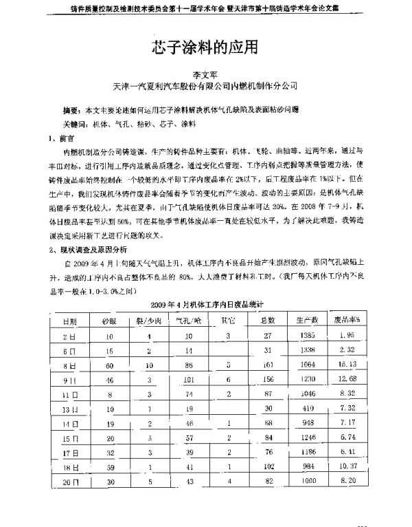 芯子涂料的应用
