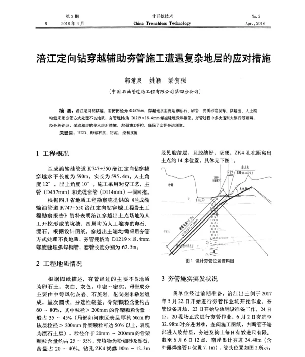 涪江定向钻穿越辅助夯管施工遭遇复杂地层的应对措施