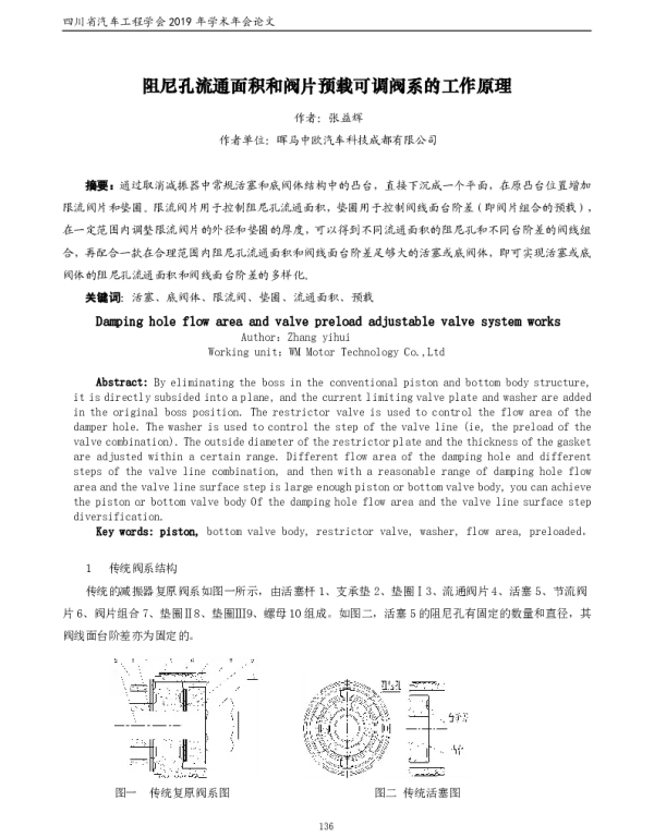阻尼孔流通面积和阀片预载可调阀系的工作原理