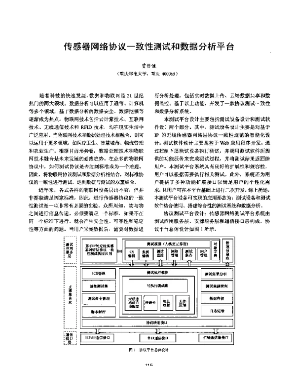 传感器网络协议一致性测试和数据分析平台
