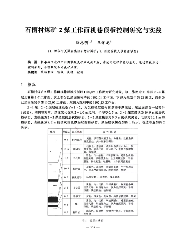 石槽村煤矿2煤工作面机巷顶板控制研究与实践