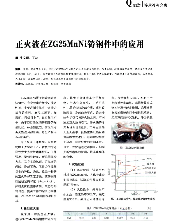 正火液在ZG25MnNi铸钢件中的应用