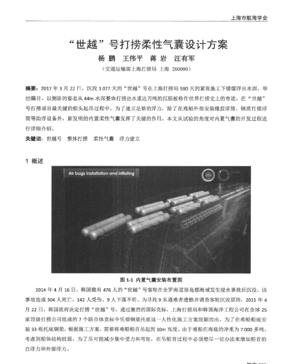 世越号打捞柔性气囊设计方案