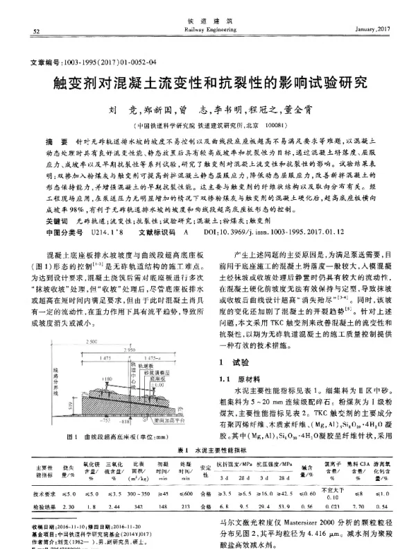 触变剂对混凝土流变性和抗裂性的影响试验研究