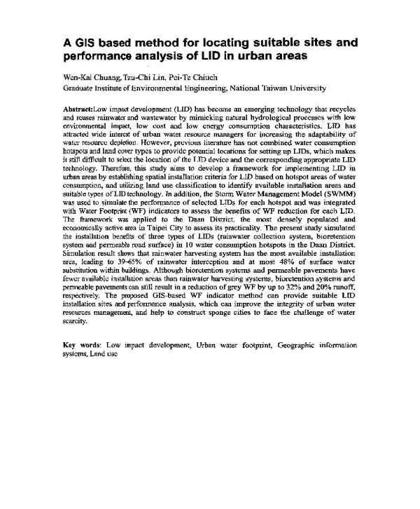 AGISbasedmethodforlocatingsuitablesitesandperformanceanalysisofLIDinurbanareas