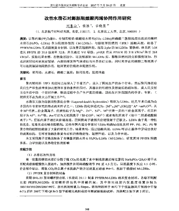 改性水滑石对膨胀阻燃聚丙烯协同作用研究