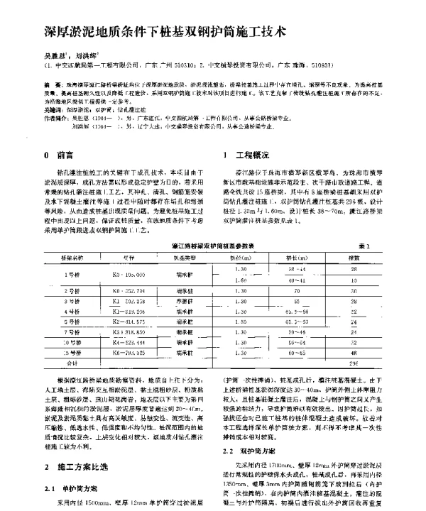 深厚淤泥地质条件下桩基双钢护筒施工技术