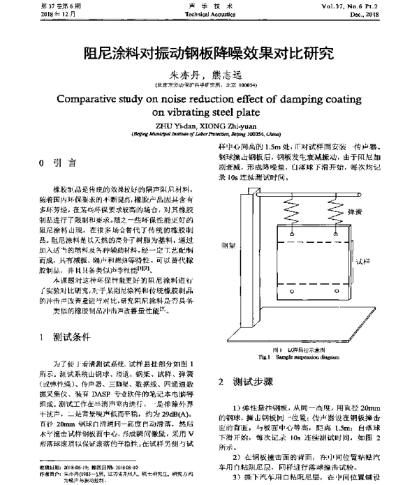 阻尼涂料对振动钢板降噪效果对比研究