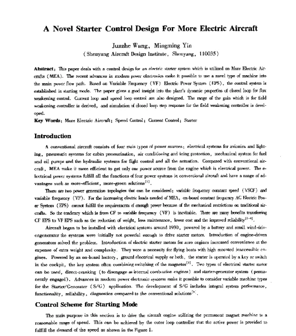 ANovelStarterControlDesignForMoreElectricAircraft