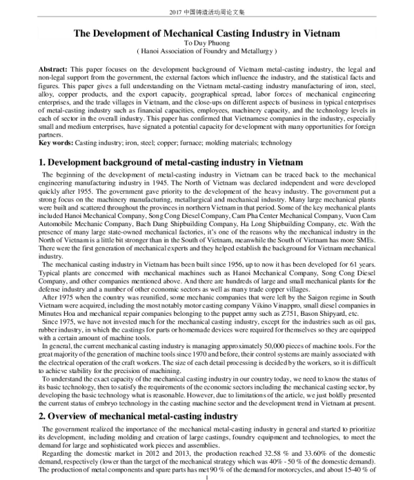 TheDevelopmentofMechanicalCastingIndustryinVietnam