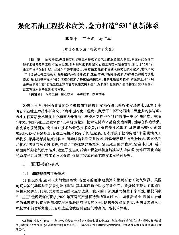 强化石油工程技术攻关全力打造531创新体系