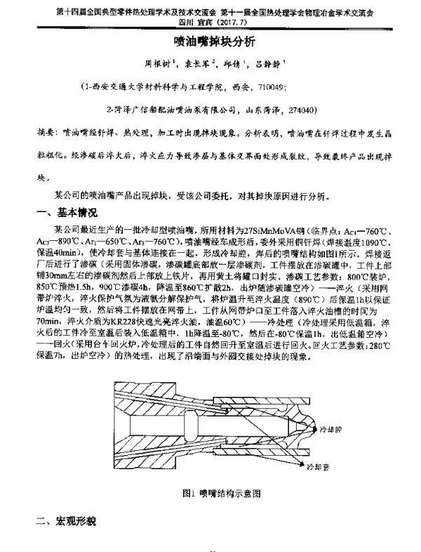喷油嘴掉块分析
