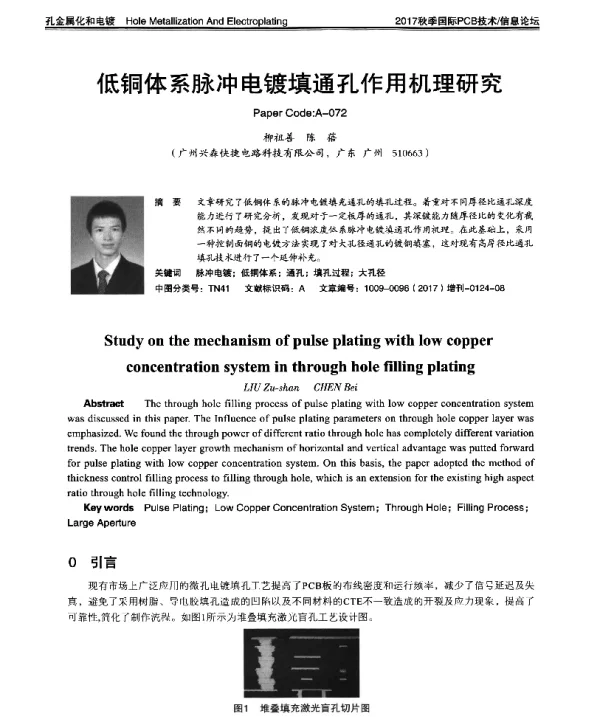 低铜体系脉冲电镀填通孔作用机理研究